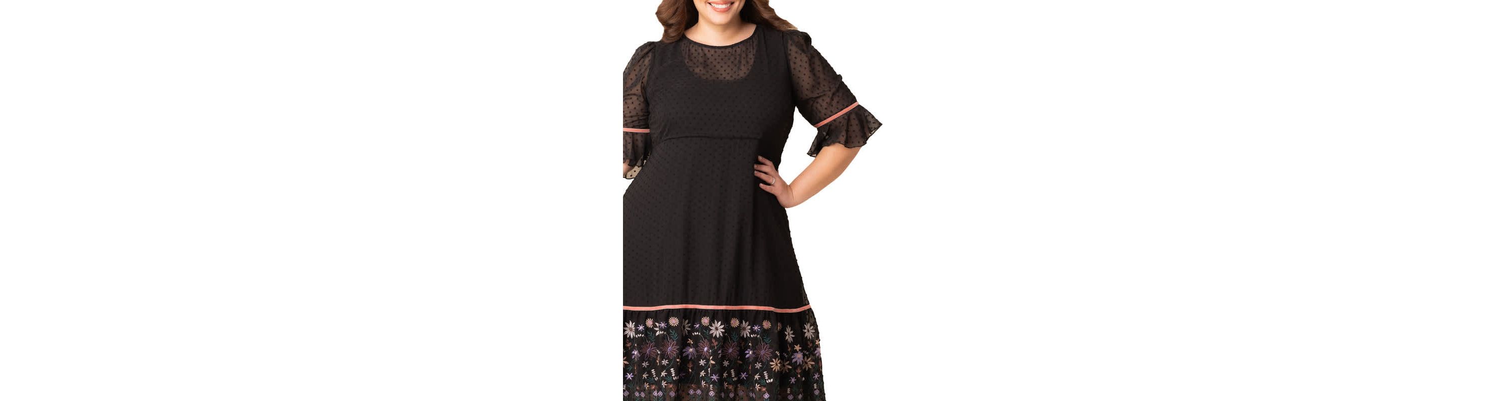 Womens Plus Size Mesmerizing Embroidered Cocktail Dress