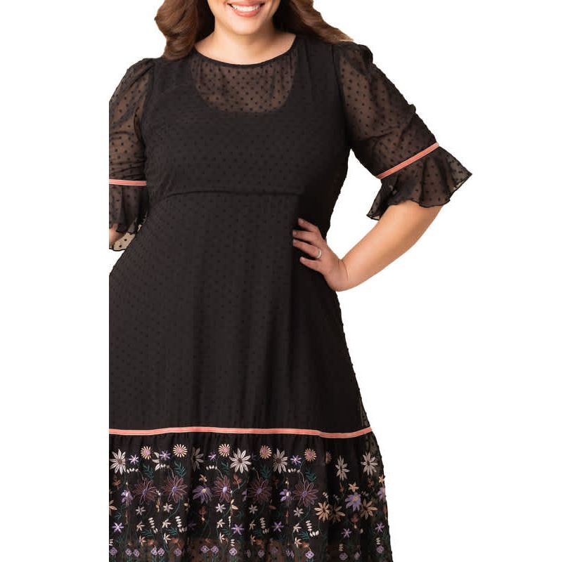 Womens Plus Size Mesmerizing Embroidered Cocktail Dress