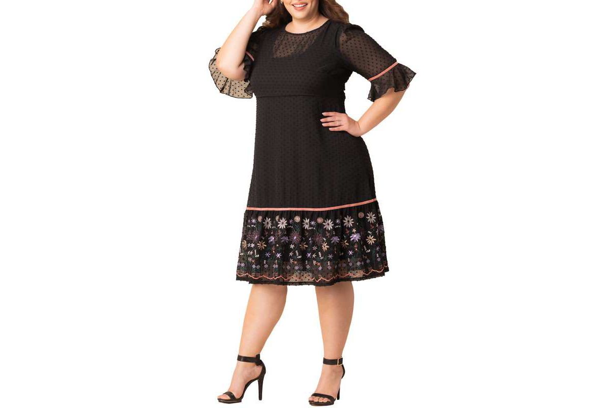 Womens Plus Size Mesmerizing Embroidered Cocktail Dress