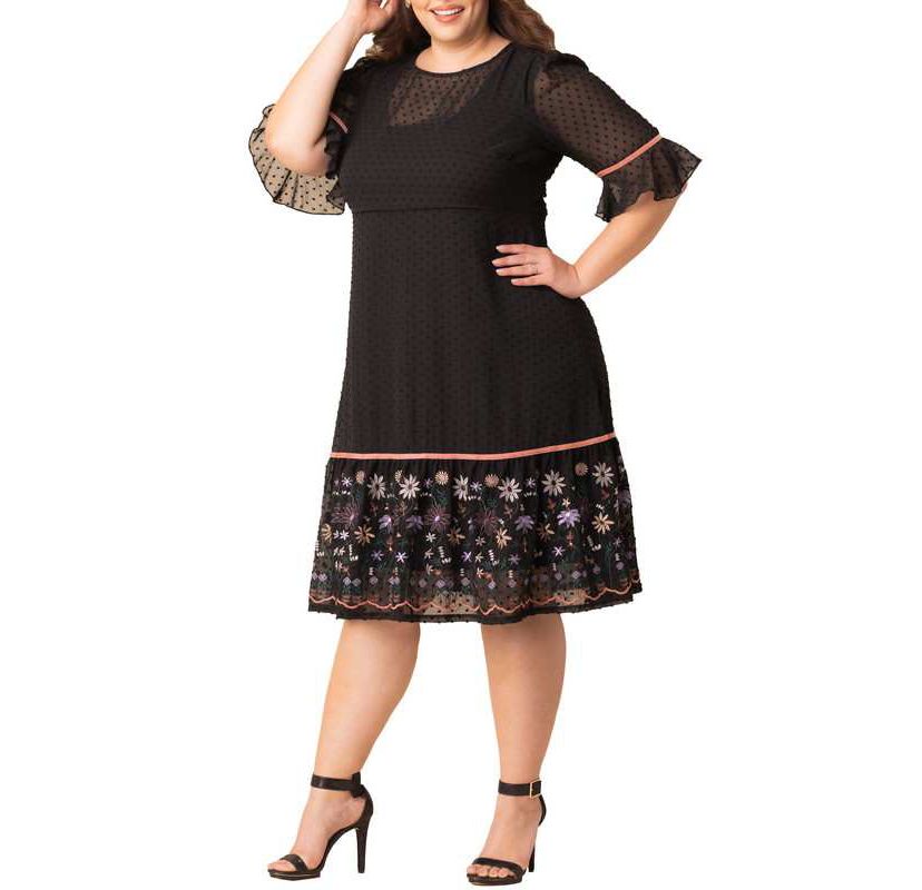 Womens Plus Size Mesmerizing Embroidered Cocktail Dress