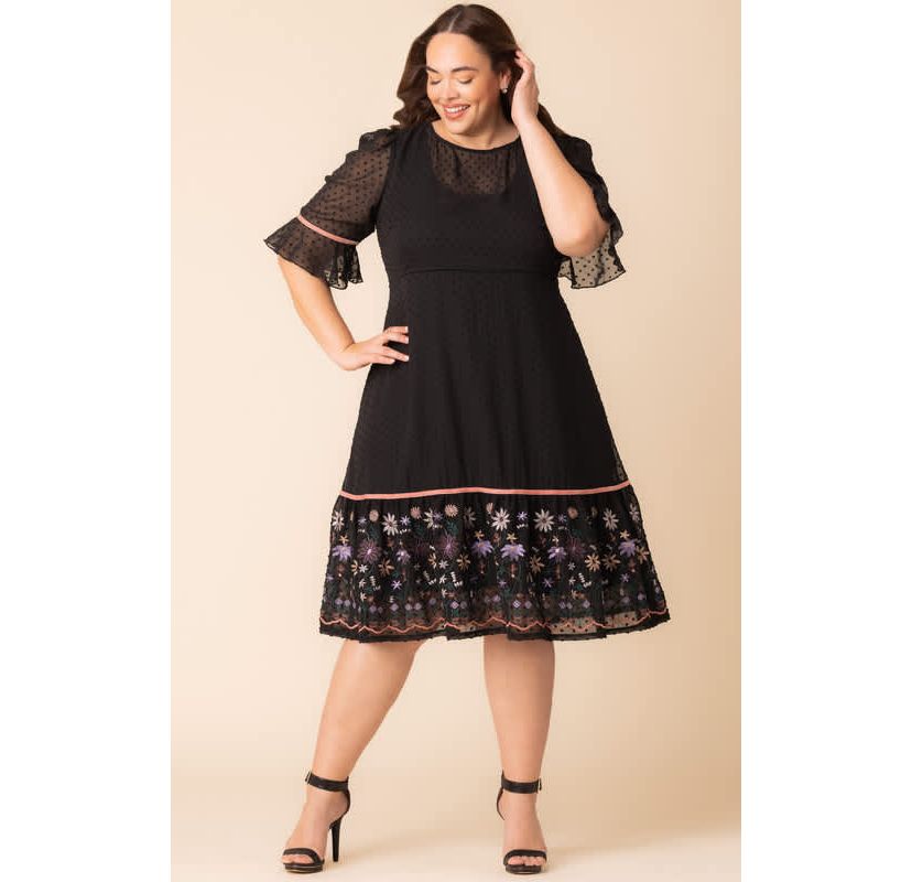 Womens Plus Size Mesmerizing Embroidered Cocktail Dress