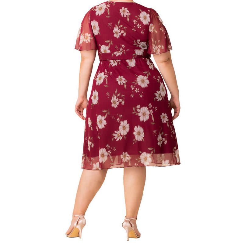 Womens Plus Size Margot Mesh V-Neck Cocktail Dress