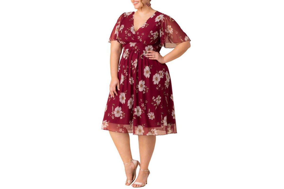KIYONNA Women's Plus Size Margot Mesh V-Neck Cocktail Dress | Belk