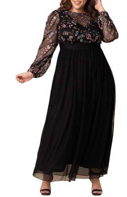 KIYONNA Women's Plus Size Eternal Embroidered Bodice Evening Gown