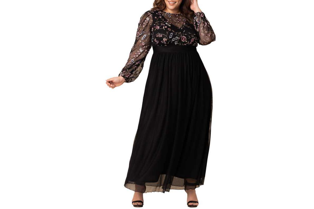 Womens Plus Size Eternal Mixed Media Evening Gown