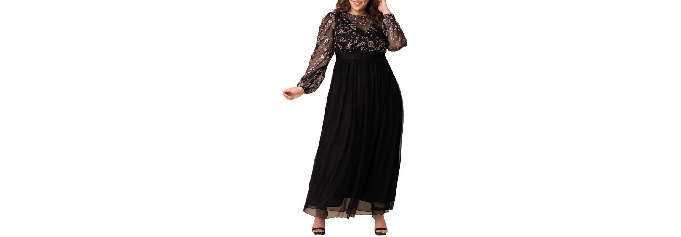 Womens Plus Size Eternal Mixed Media Evening Gown