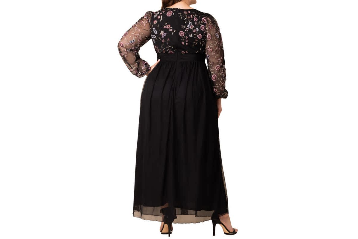 Womens Plus Size Eternal Mixed Media Evening Gown