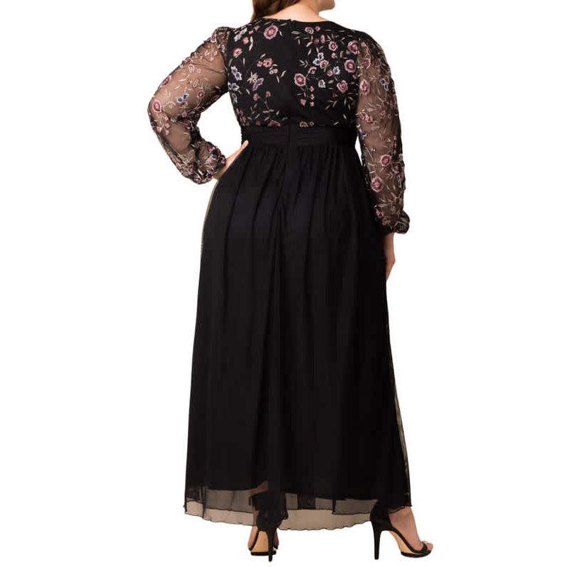 Womens Plus Size Eternal Mixed Media Evening Gown