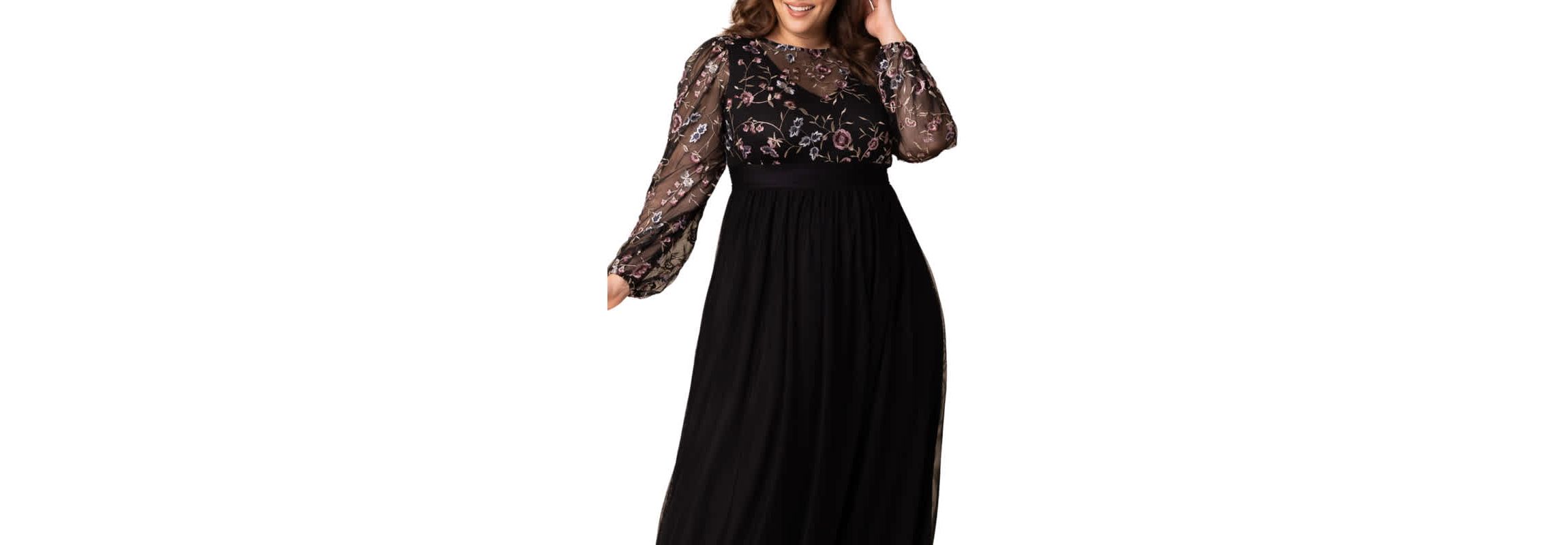 Womens Plus Size Eternal Mixed Media Evening Gown