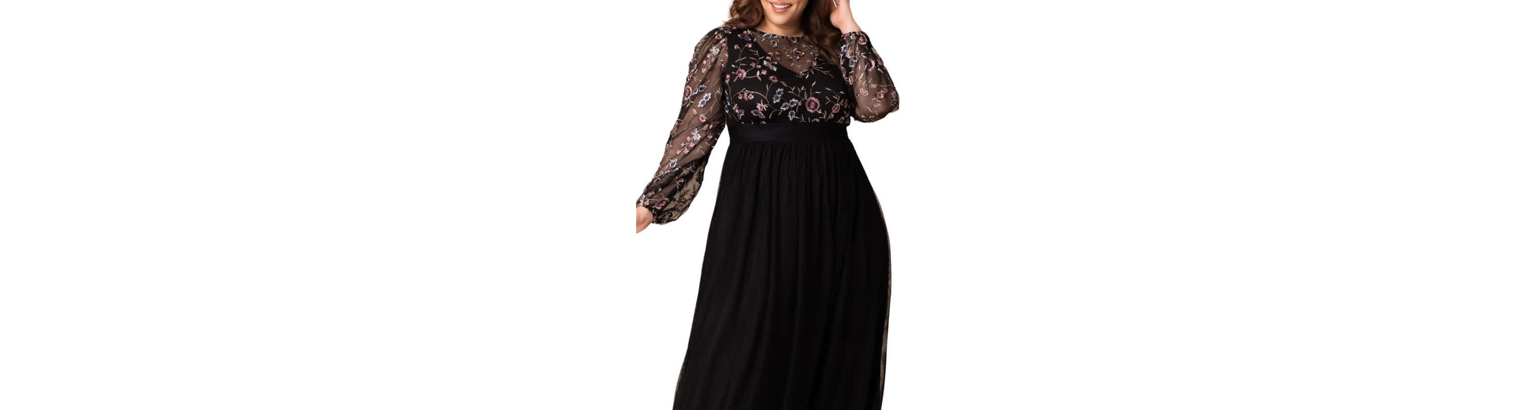 Womens Plus Size Eternal Mixed Media Evening Gown