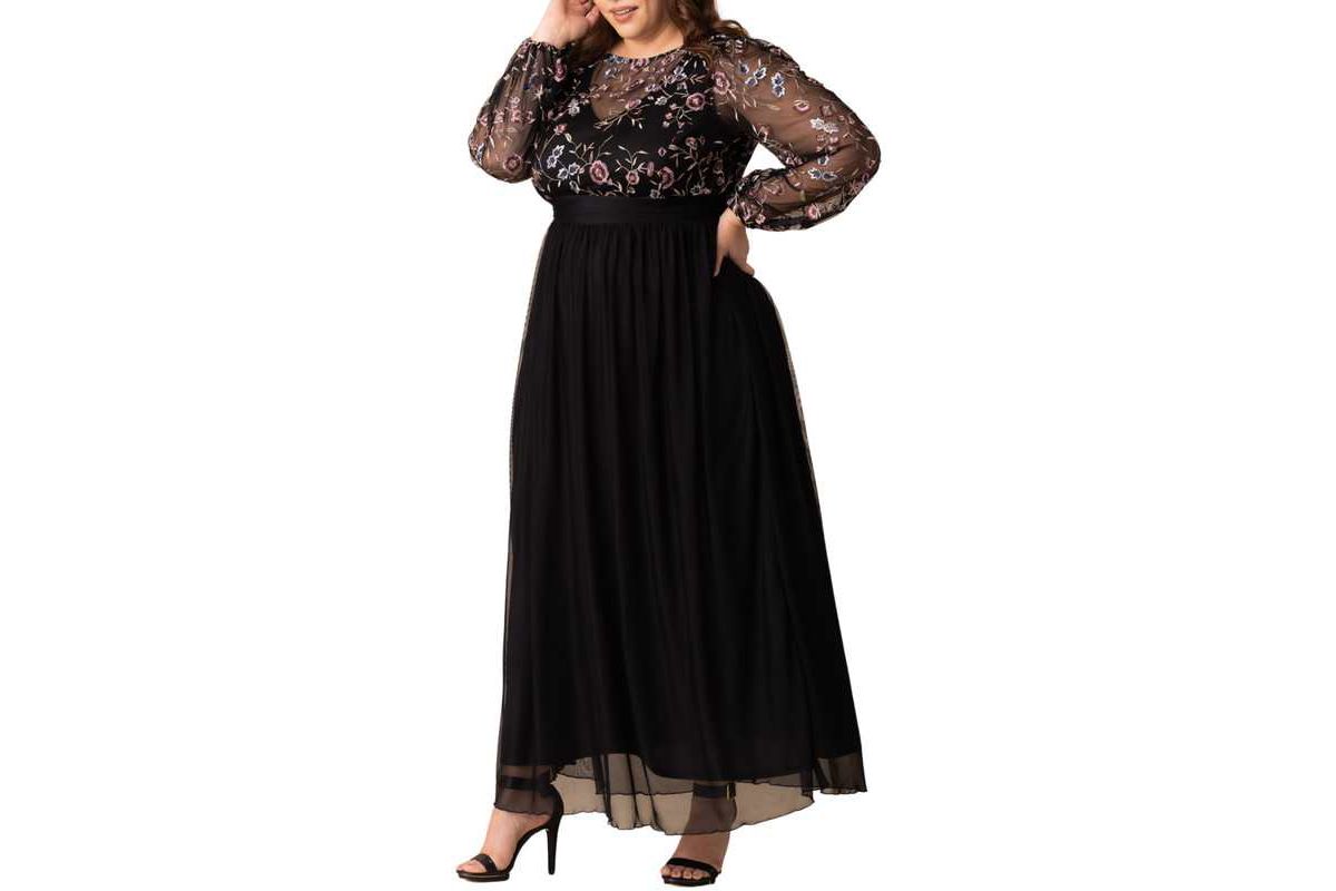 Womens Plus Size Eternal Mixed Media Evening Gown