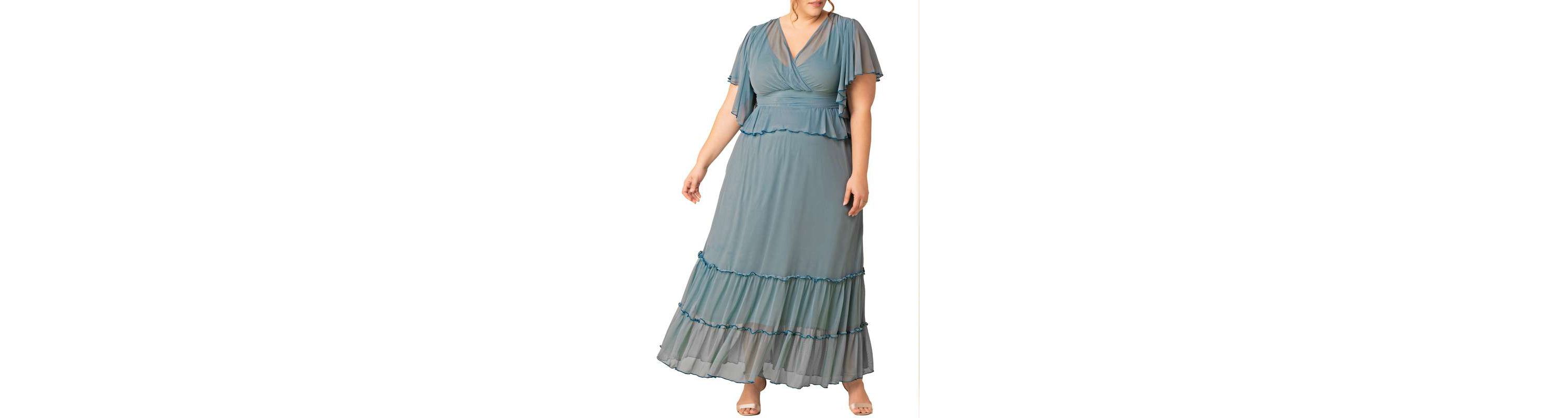 Womens Plus Size Graceful Tiered Mesh Gown