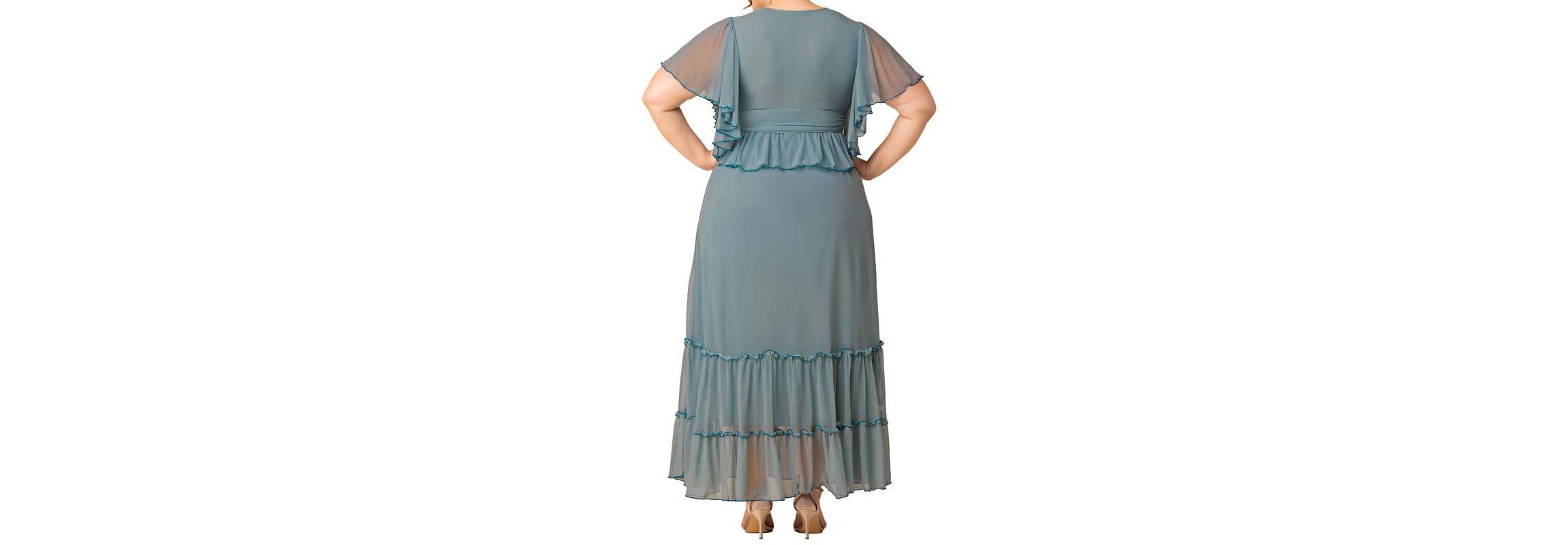 Womens Plus Size Graceful Tiered Mesh Gown