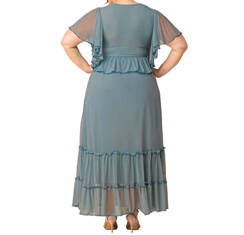 Womens Plus Size Graceful Tiered Mesh Gown