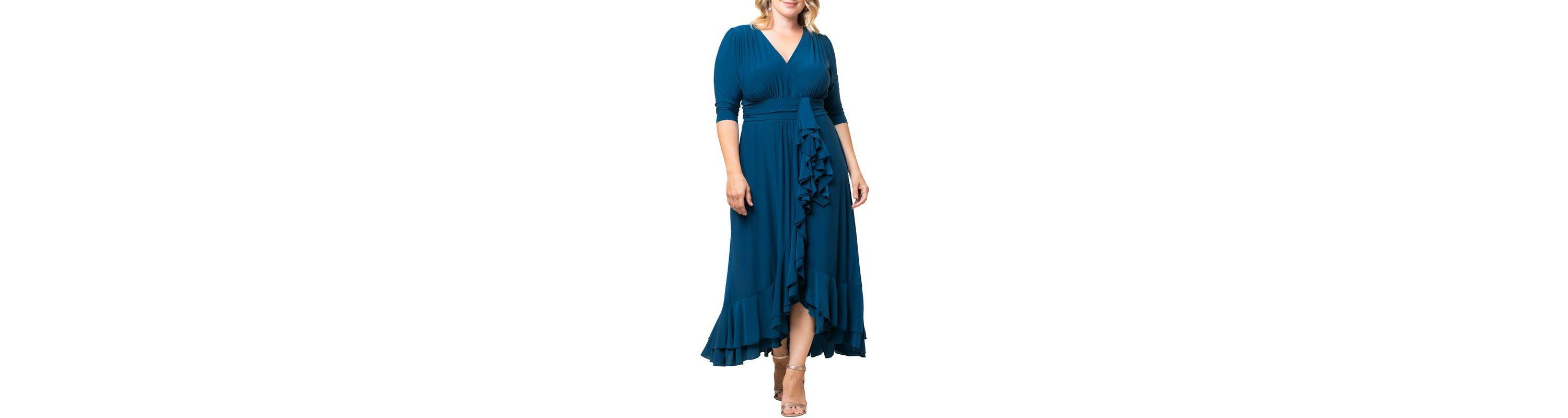 Womens Plus Size Veronica Ruffle Evening Gown
