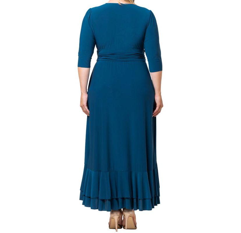 Womens Plus Size Veronica Ruffle Evening Gown