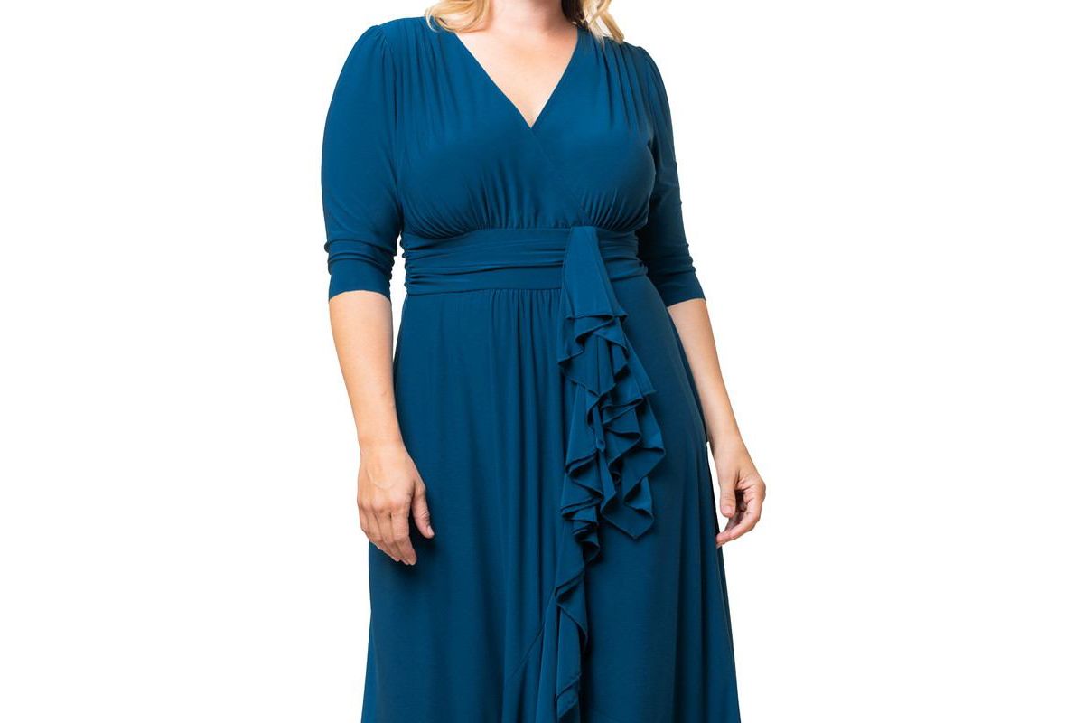 Womens Plus Size Veronica Ruffle Evening Gown