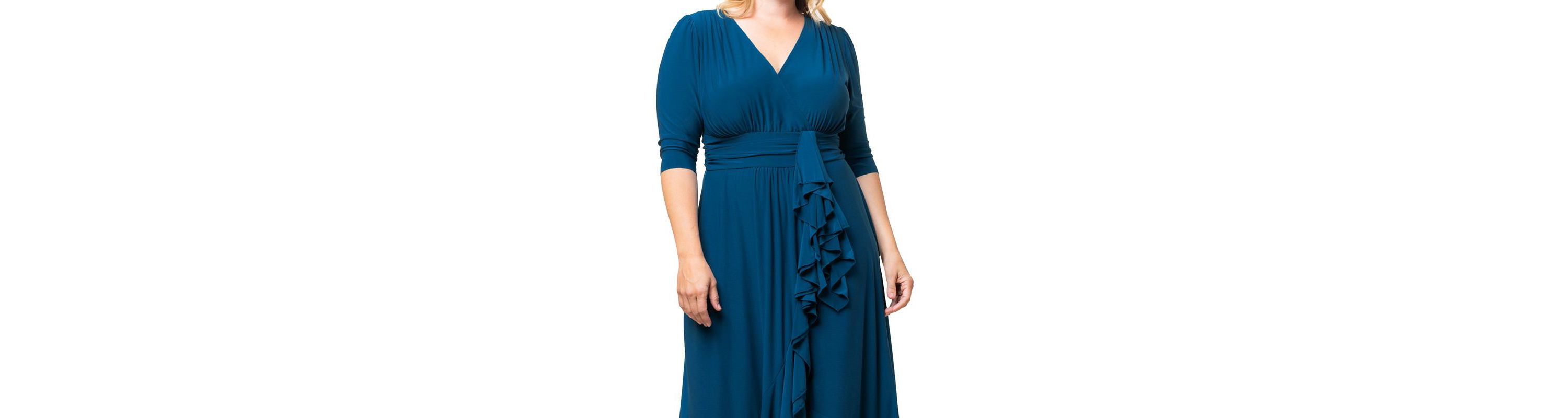 Womens Plus Size Veronica Ruffle Evening Gown