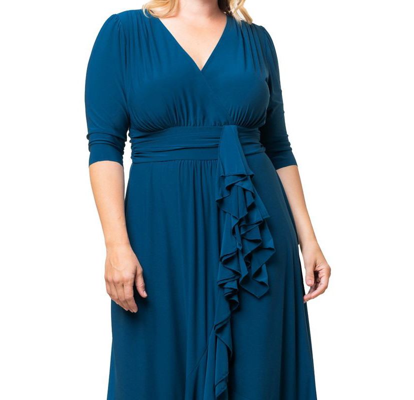 Womens Plus Size Veronica Ruffle Evening Gown