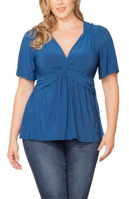 KIYONNA Women's Plus Size Abby Twist Front Top, Blue, 5X