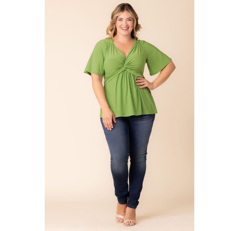 Womens Plus Size Abby Twist Front Top