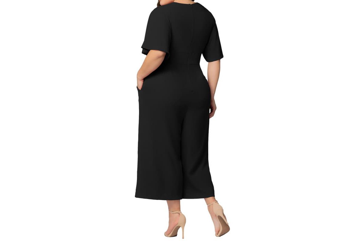 Womens Plus Size Evelyn Cropped Wide Leg Jumpsuit