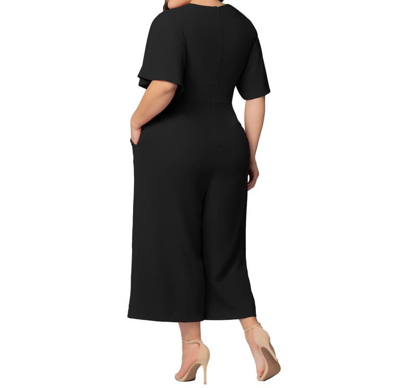 Womens Plus Size Evelyn Cropped Wide Leg Jumpsuit