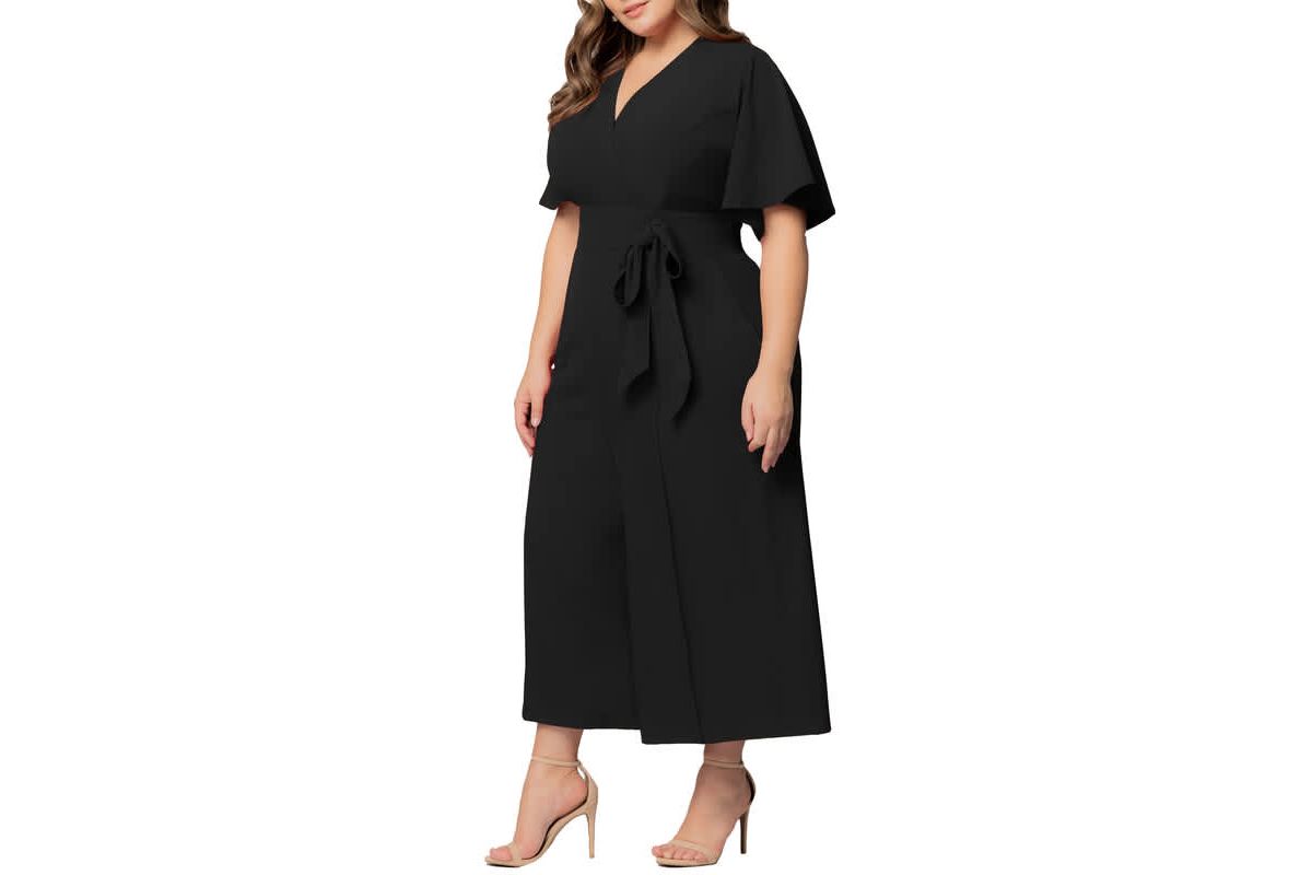 Womens Plus Size Evelyn Cropped Wide Leg Jumpsuit