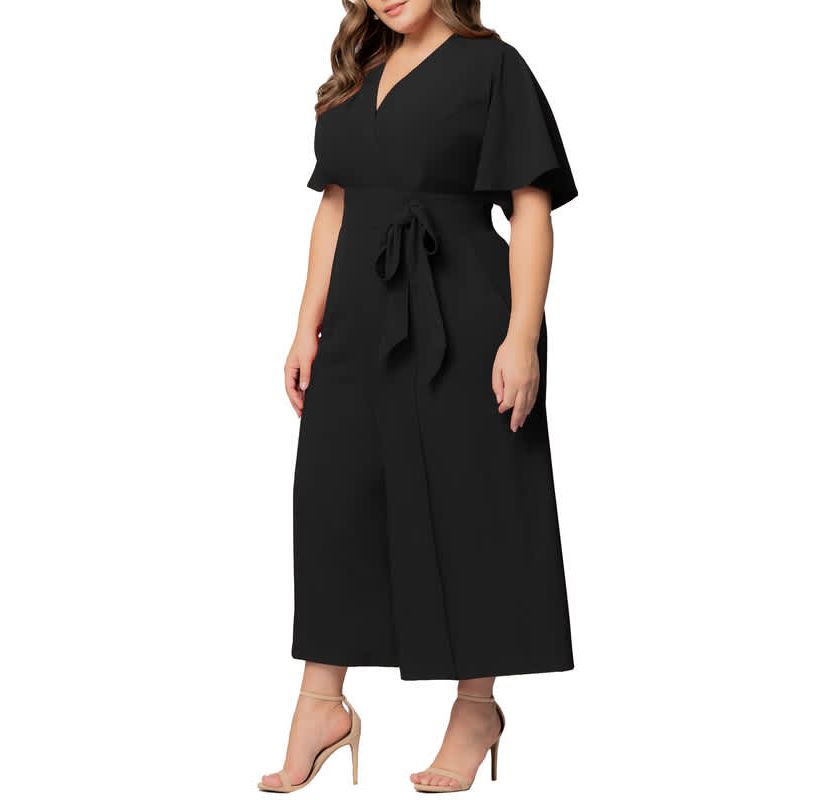 Womens Plus Size Evelyn Cropped Wide Leg Jumpsuit