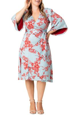 KIYONNA Women's Plus Size Gemini Wrap Dress with Contrast Lined Sleeves