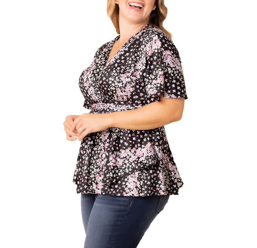 Womens Plus Size Encore Print V-Neck Top