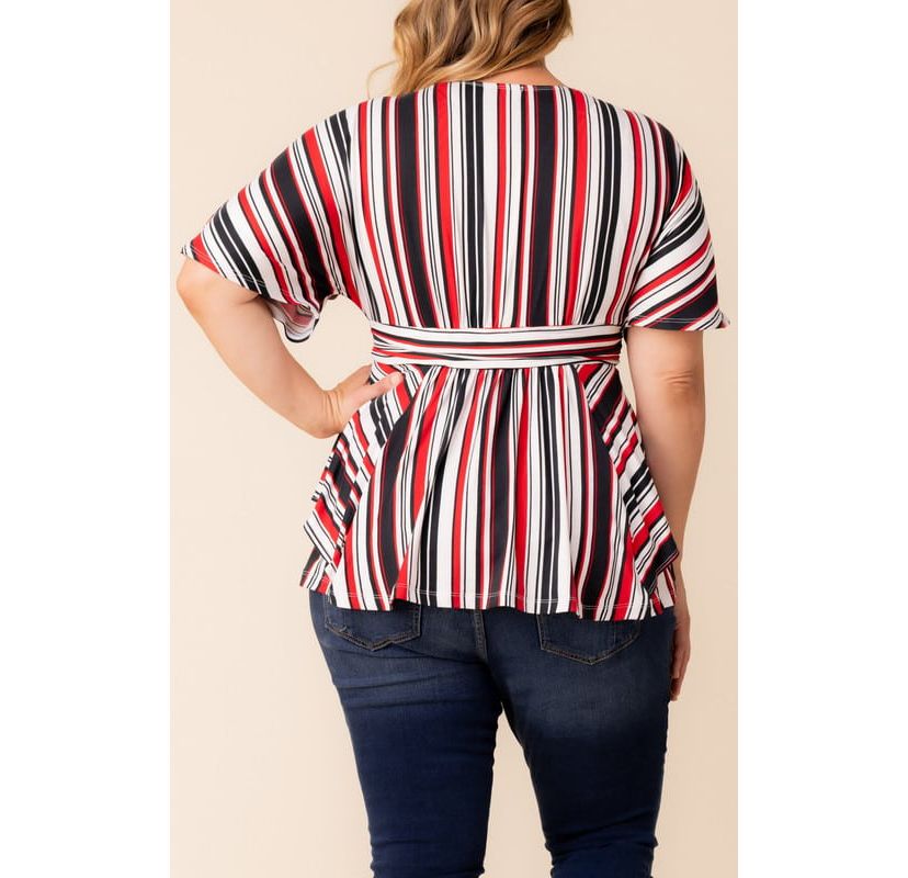 Womens Plus Size Boulevard V-Neck Stripe Top