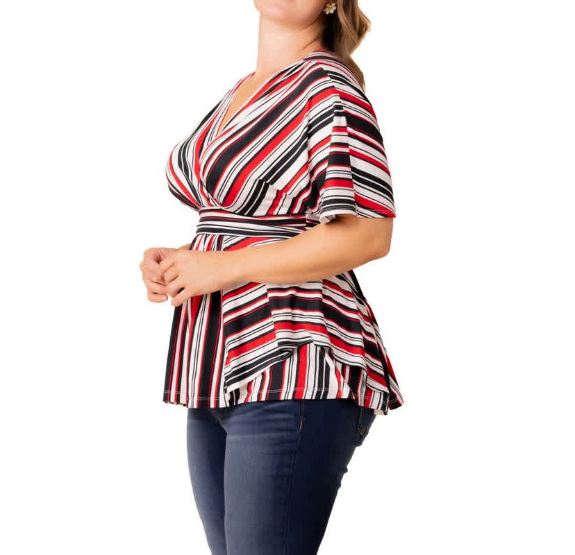 Womens Plus Size Boulevard V-Neck Stripe Top