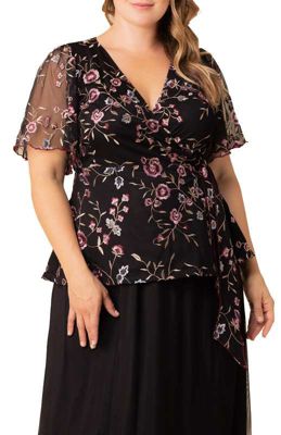 KIYONNA Women's Plus Size Rosalie Embroidered Wrap Top, 4X
