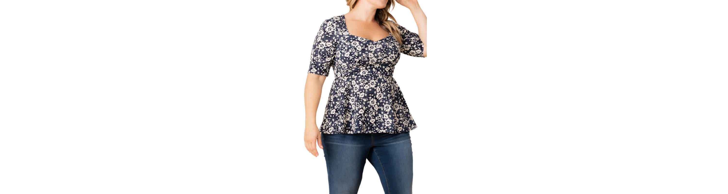 Womens Plus Size Posh Sweetheart Peplum Top