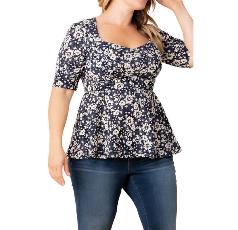 Womens Plus Size Posh Sweetheart Peplum Top