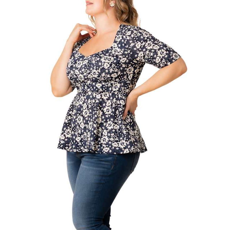Womens Plus Size Posh Sweetheart Peplum Top