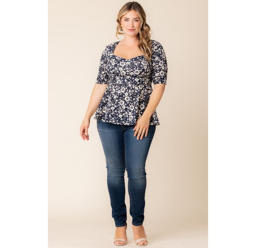 Womens Plus Size Posh Sweetheart Peplum Top
