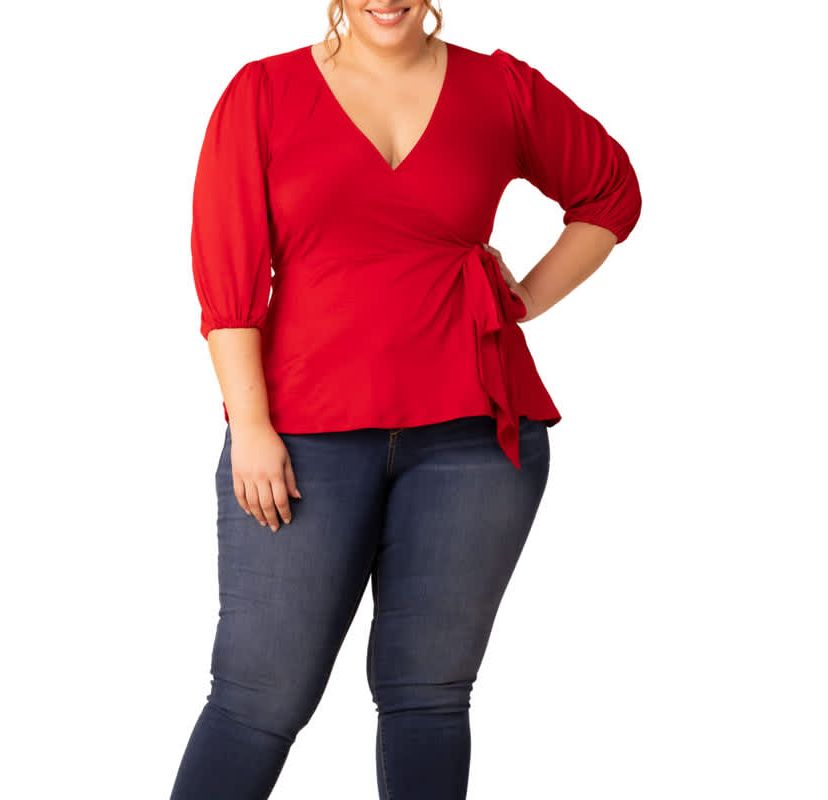 Womens Plus Size Nina V-Neck Wrap Top