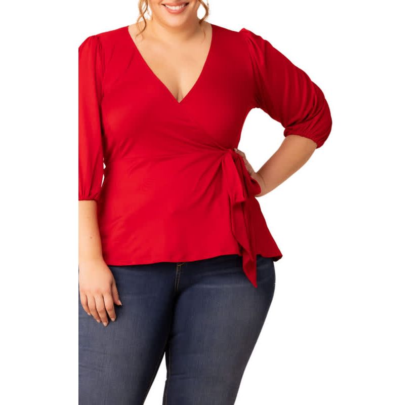 Womens Plus Size Nina V-Neck Wrap Top