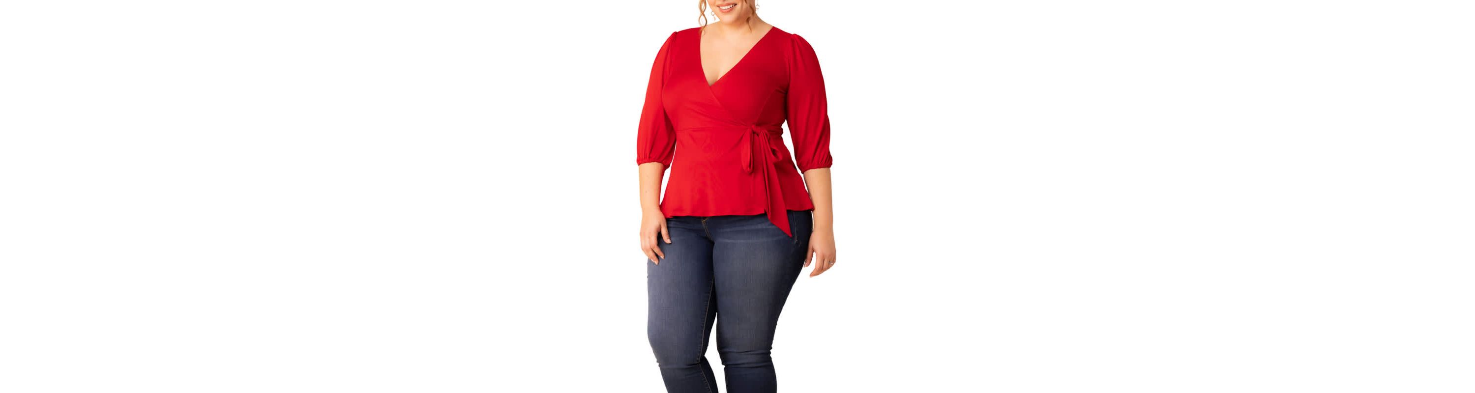Womens Plus Size Nina V-Neck Wrap Top