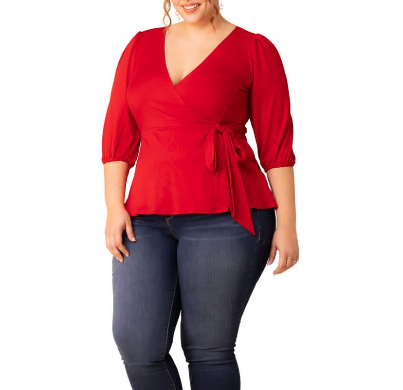 Womens Plus Size Nina V-Neck Wrap Top