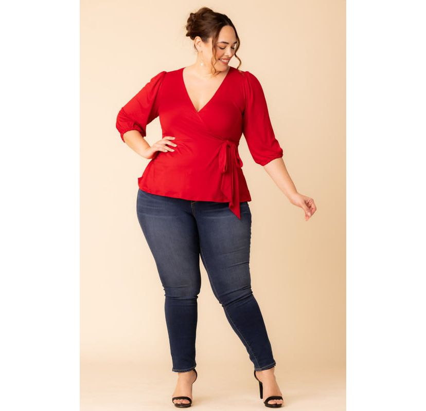 Womens Plus Size Nina V-Neck Wrap Top