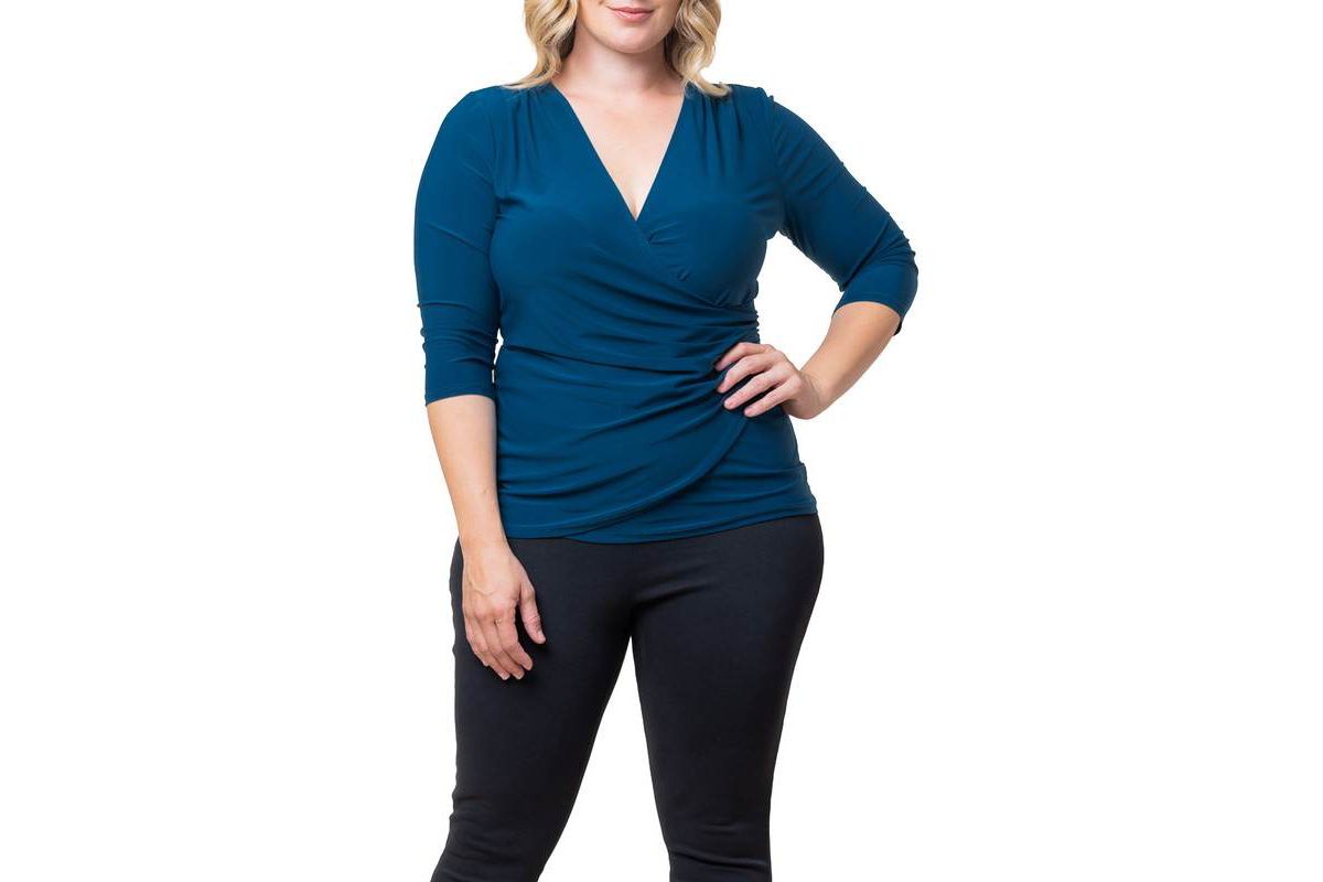 Womens Plus Size Femme Fatale Faux Wrap Top