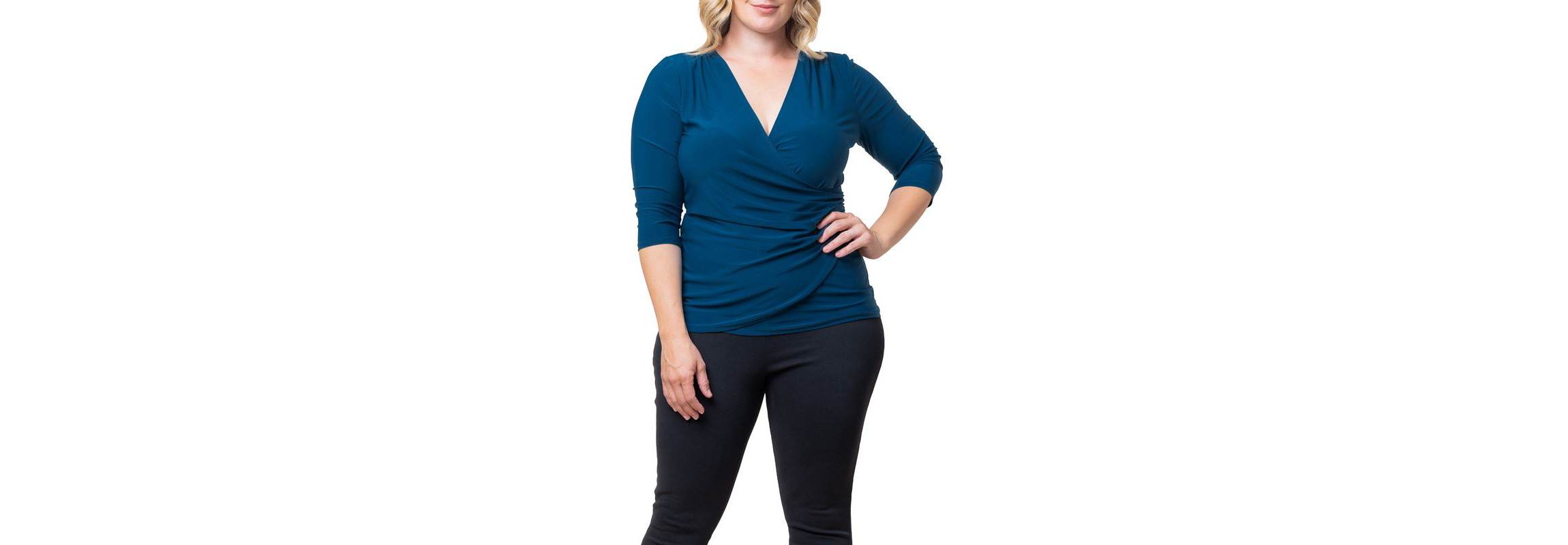 Womens Plus Size Femme Fatale Faux Wrap Top