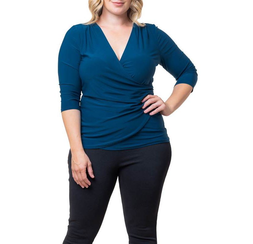 Womens Plus Size Femme Fatale Faux Wrap Top