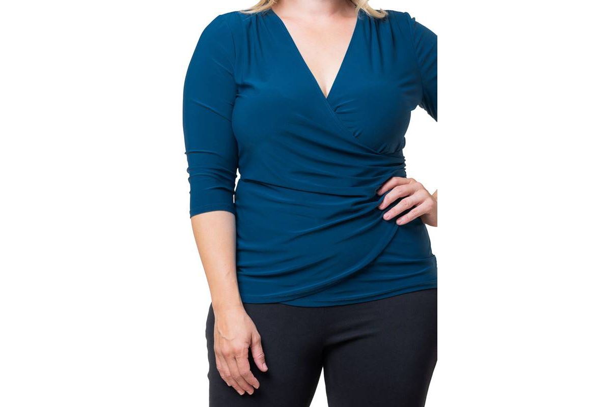 Womens Plus Size Femme Fatale Faux Wrap Top