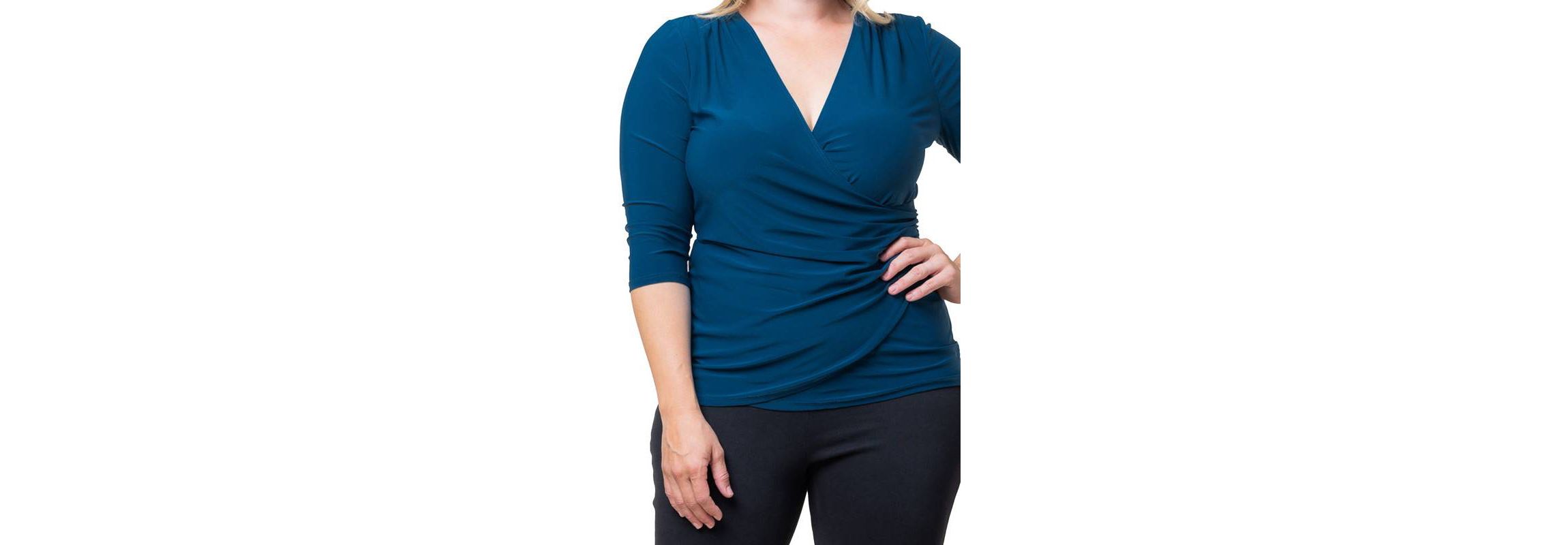 Womens Plus Size Femme Fatale Faux Wrap Top