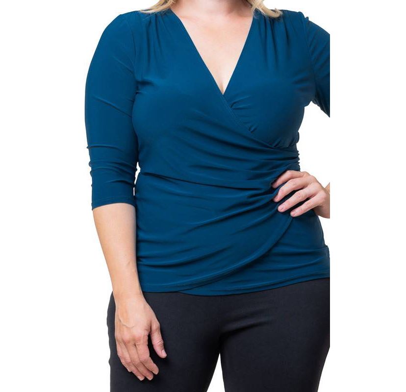 Womens Plus Size Femme Fatale Faux Wrap Top