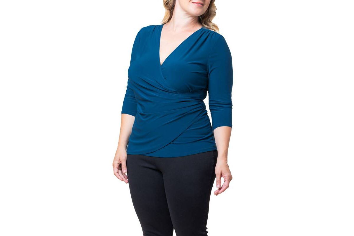 Womens Plus Size Femme Fatale Faux Wrap Top